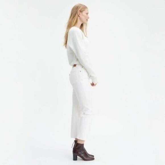 NWT Levis 501 Original White Jeans Size 31 High Rise Straight Leg Cropped - Picture 2 of 9